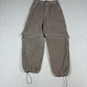 Aeropostale Corduroy Parachute Pants Womens Size XS Gray Drawstring Hem Pull On